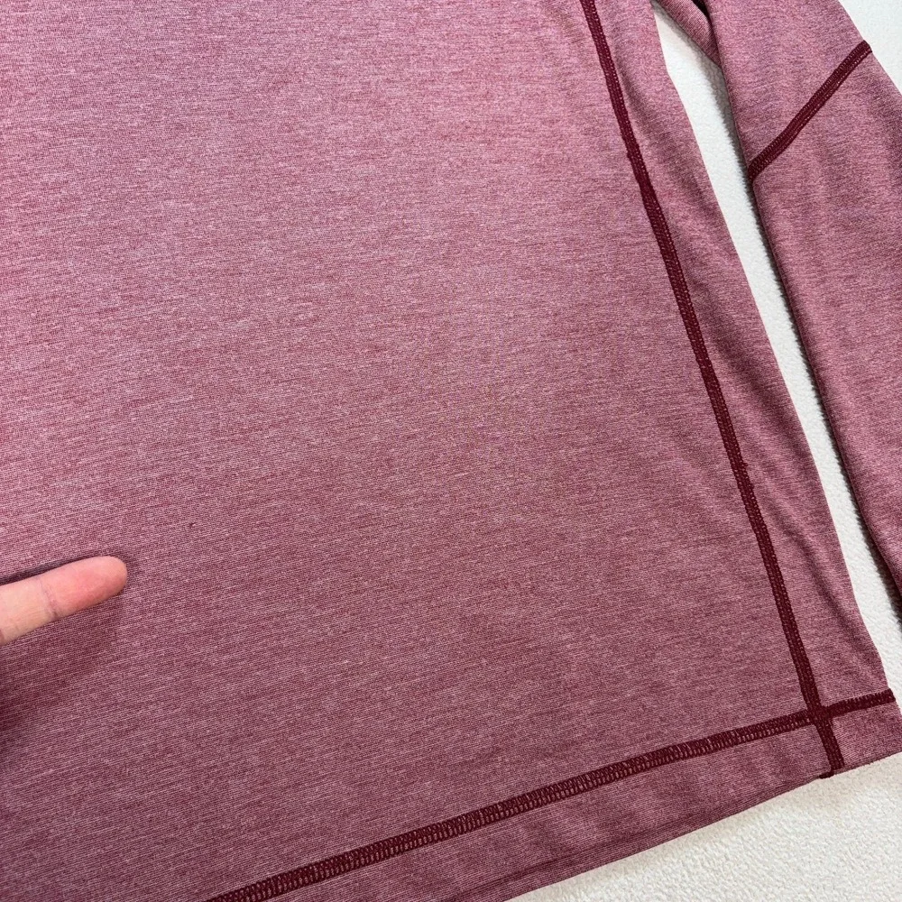 Lululemon T.H.E. HenleyShirt Men's 2XL* Heathered Rosewood Red Logo *SMALL HOLE* - Picture 10 of 16